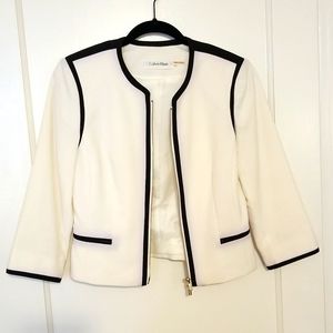 Calvin Klein Cream Blazer with Black Trim